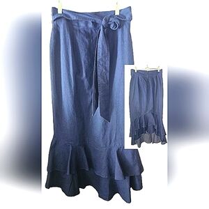 Fashion Nova Black High Low Trumpet Midi Skirt L